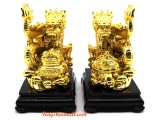 A Pair Of Golden Dragons With Wealth Pot and Wealth Bowl